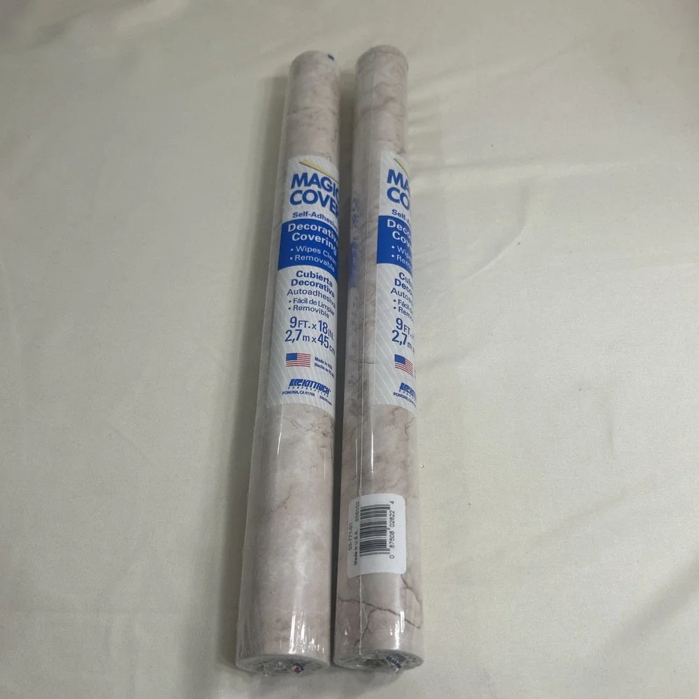 NEW Magic Cover Self-Adhesive Contact Paper Marble Coffee 2 Rolls 9 Ft X 18